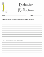Behavior Reflection Form - Lined