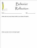 Behavior Reflection Form - No Lines
